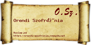 Orendi Szofrónia névjegykártya